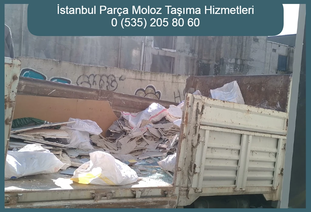 İstanbul parça moloz taşıma hizmeti - kamyon kasasında çuvallı ve parçalı molozlar